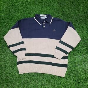 IZOD Collared Sweater Large 21x27 Beige Blue
